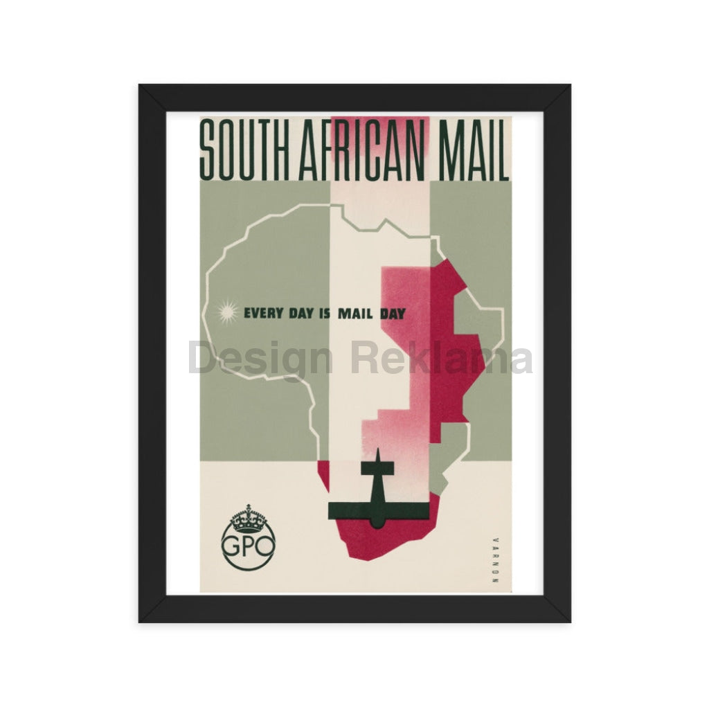 South African Mail U.K. General Post Office circa 1937 Framed Vintage Travel Poster Vintage Travel Poster Design Reklama