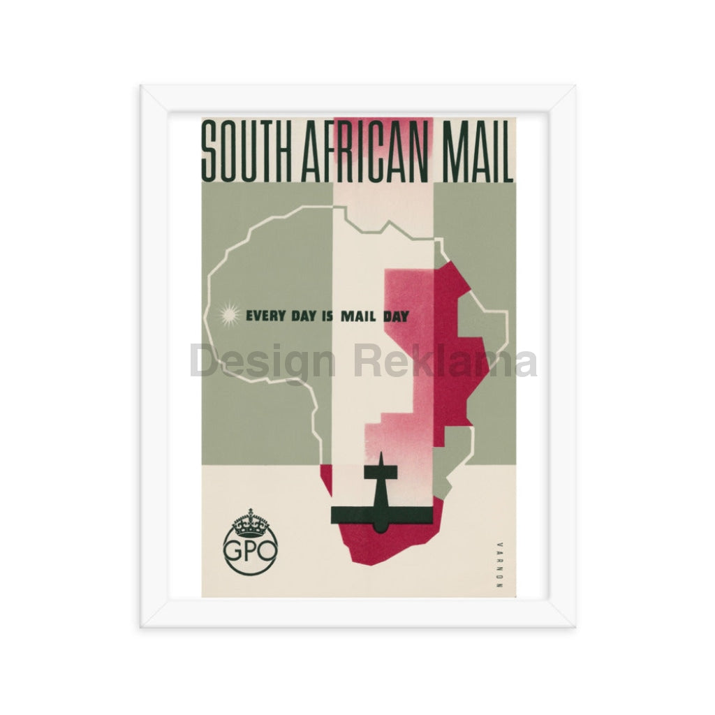 South African Mail U.K. General Post Office circa 1937 Framed Vintage Travel Poster Vintage Travel Poster Design Reklama