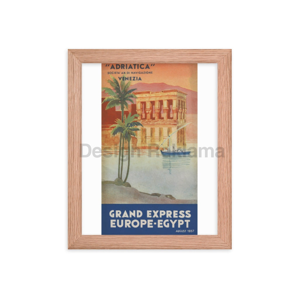 Steamship Adriatica Societe an di Navigazione Venezia Grand Express Europe Egypt 1937. Framed Vintage Travel Poster Vintage Travel Poster Design Reklama