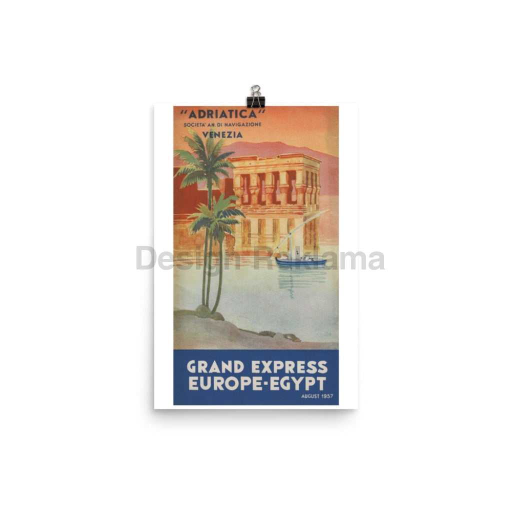 Steamship Adriatica Societe an di Navigazione Venezia Grand Express Europe Egypt 1937. Unframed Vintage Travel Poster Vintage Travel Poster Design Reklama