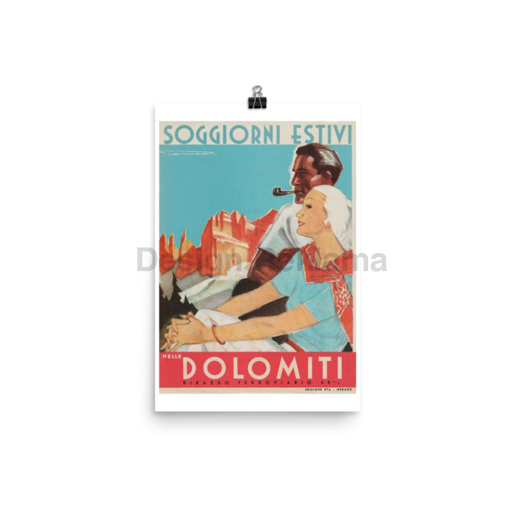 Summer Stays in the Dolomites, Italy circa 1933. Unframed Vintage Travel Poster Vintage Travel Poster Design Reklama
