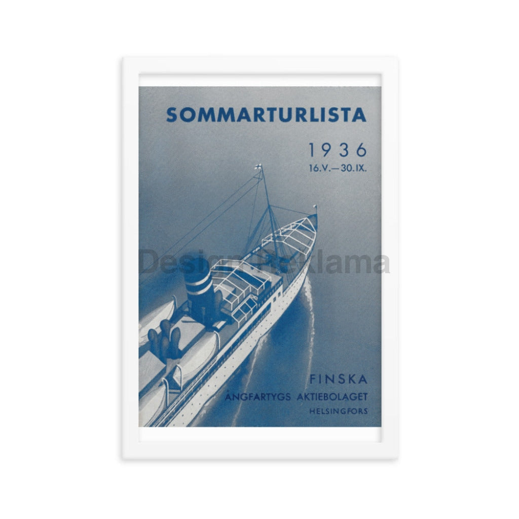 Summer Tours 1936. Finnish Steamship Company Helsinki. Framed Vintage Travel Poster. Vintage Travel Poster Design Reklama