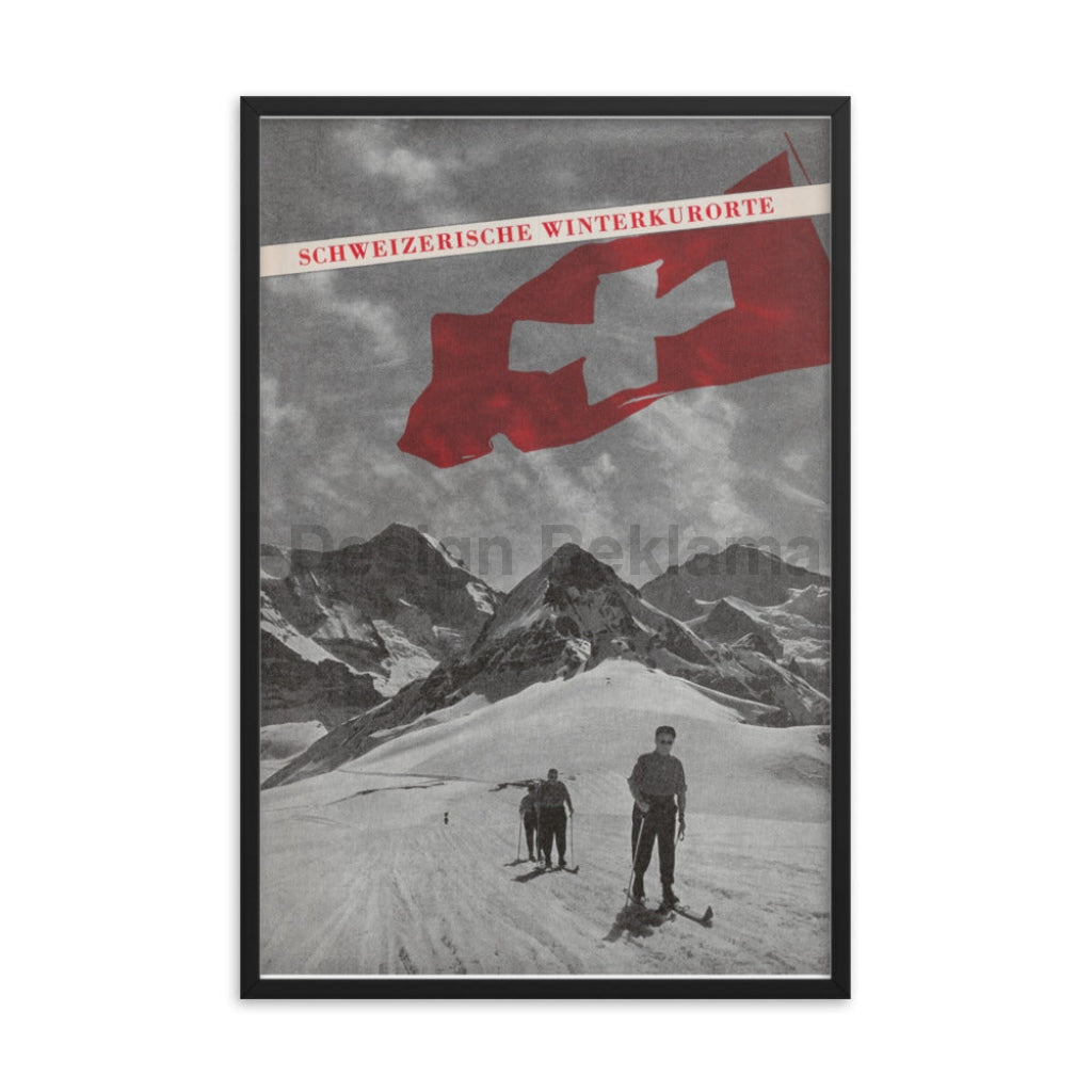 Swiss Winter Resorts, 1939. Designed by Herbert Matter. Framed Vintage Travel Poster Vintage Travel Poster Design Reklama