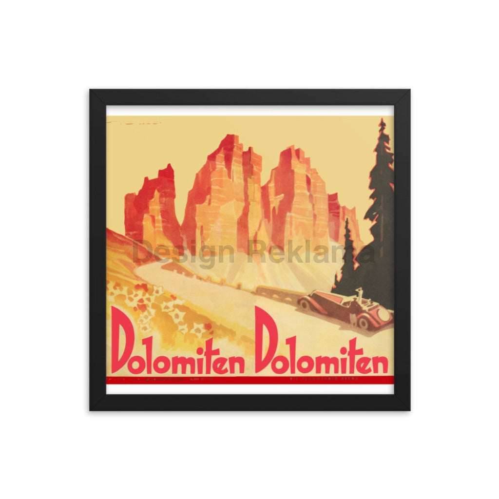 The Dolomite Mountains, Italy circa 1932. Framed Vintage Travel Poster Vintage Travel Poster Design Reklama