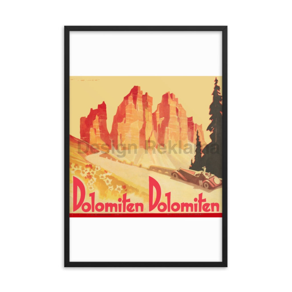 The Dolomite Mountains, Italy circa 1932. Framed Vintage Travel Poster Vintage Travel Poster Design Reklama