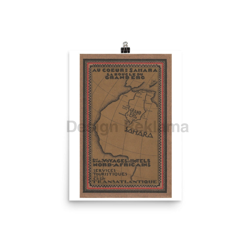 The Heart Of The Sahara La Bougle du Grand Erg, 1927. Travel Company for North African Travels Compagnie Generale Transatlantique. Unframed Vintage Travel Poster Vintage Travel Poster Design Reklama