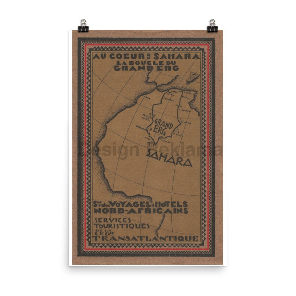The Heart Of The Sahara La Bougle du Grand Erg, 1927. Travel Company for North African Travels Compagnie Generale Transatlantique. Unframed Vintage Travel Poster Vintage Travel Poster Design Reklama