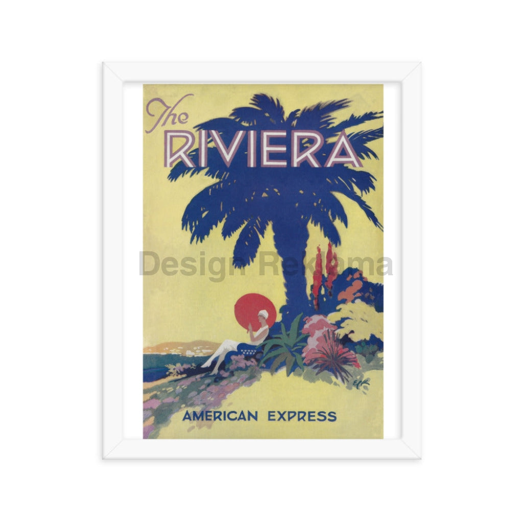 The Rivera France 1933 from American Express. Framed Vintage Travel Poster Vintage Travel Poster Design Reklama
