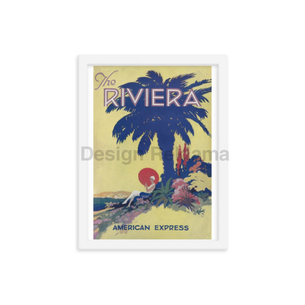 The Rivera France 1933 from American Express. Framed Vintage Travel Poster Vintage Travel Poster Design Reklama