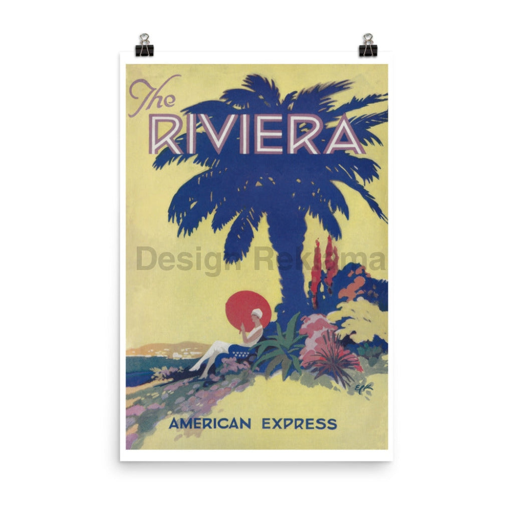 The Rivera France 1933 from American Express. Unframed Vintage Travel Poster Vintage Travel Poster Design Reklama