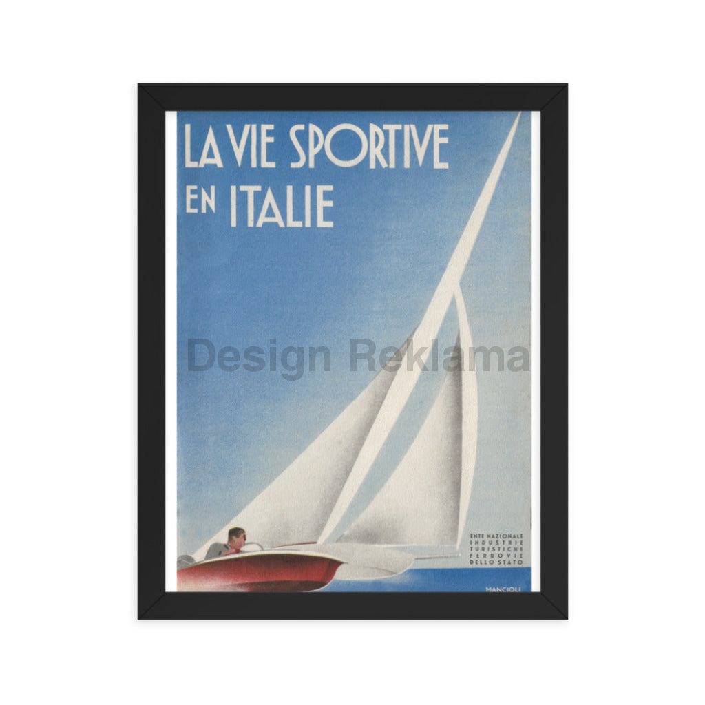 The Sporting Life In Italy Vintage Travel Poster, circa 1935. Framed Vintage Travel Poster Vintage Travel Poster Design Reklama