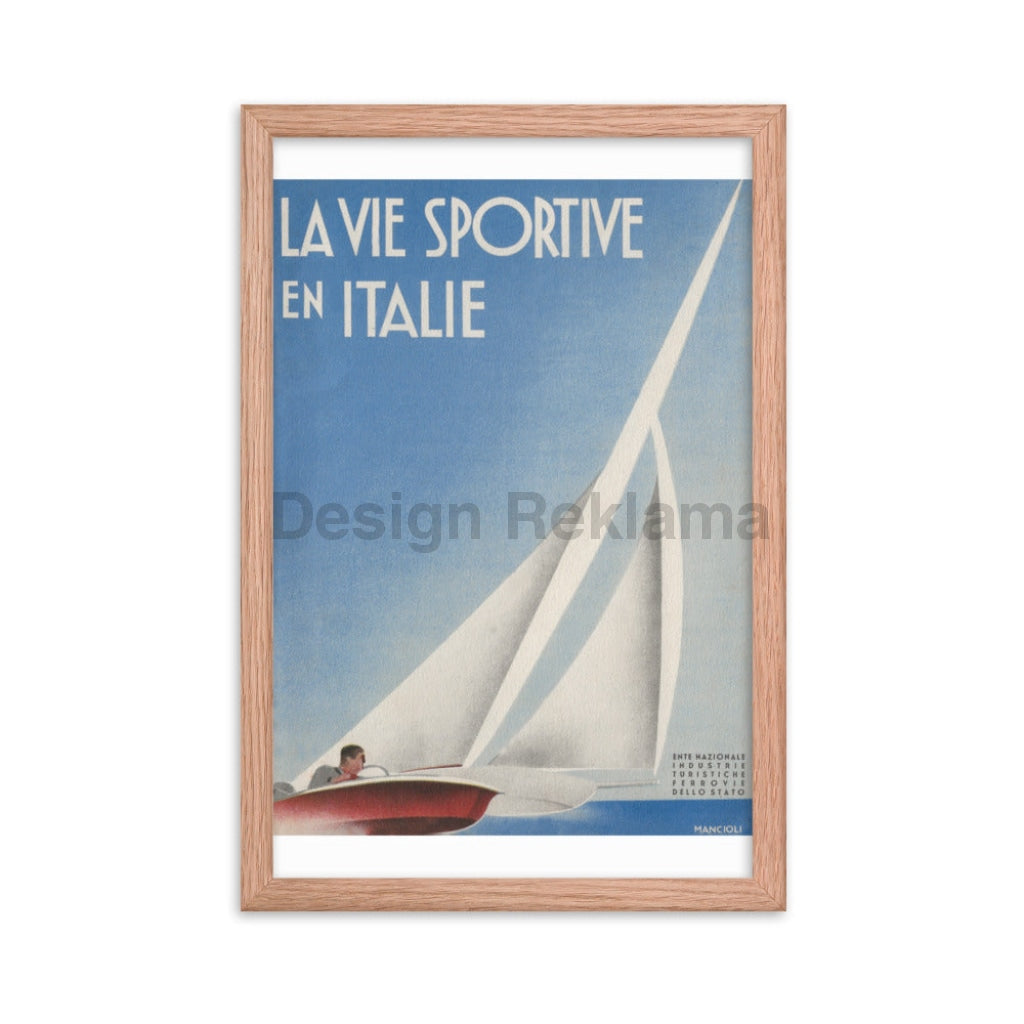 The Sporting Life In Italy Vintage Travel Poster, circa 1935. Framed Vintage Travel Poster Vintage Travel Poster Design Reklama