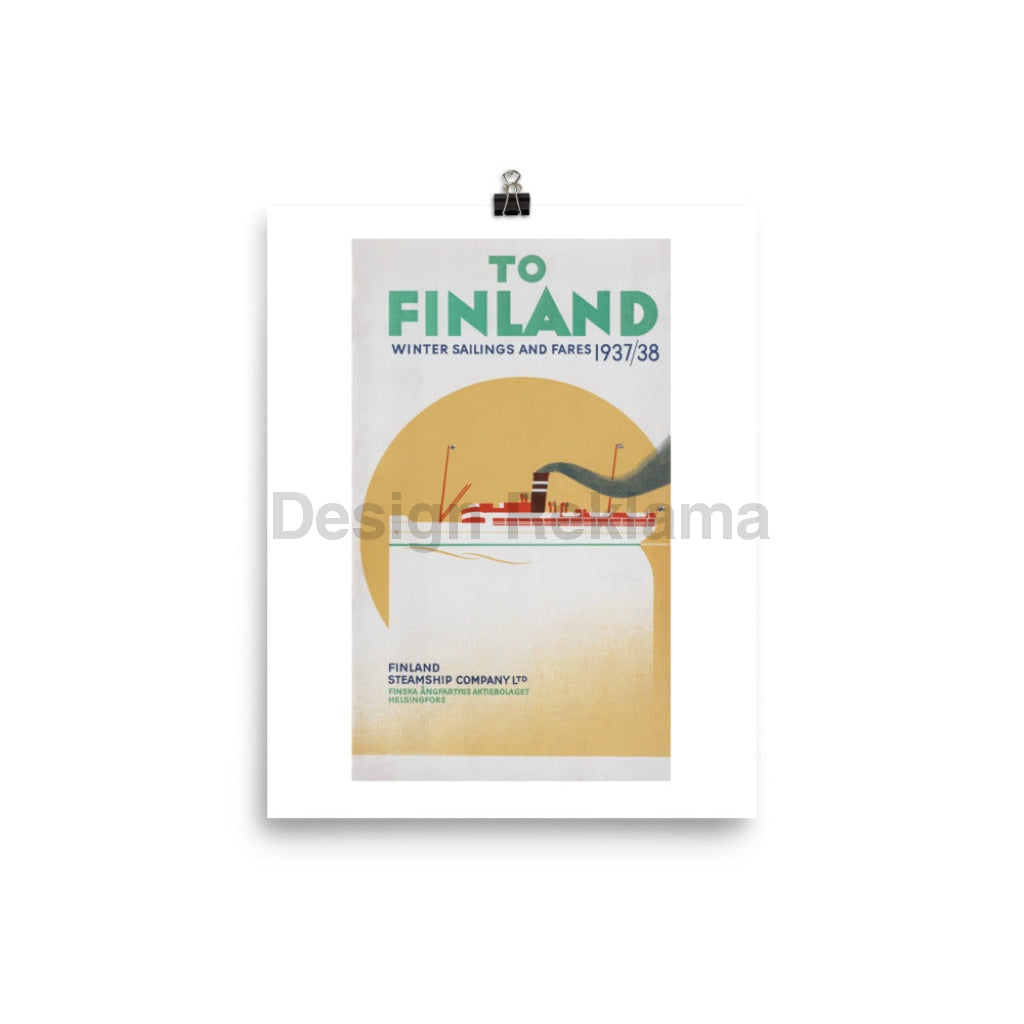 To Finland - Winter Sailings and Fares 1937/38 from the Finland Steamship Company Ltd. Unframed Vintage Travel Poster Vintage Travel Poster Design Reklama