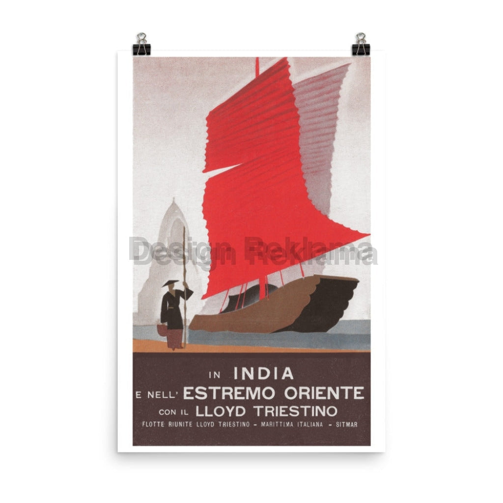 To India And The Far East by Lloyd Triestino, 1932. Unframed Vintage Travel Poster Vintage Travel Poster Design Reklama