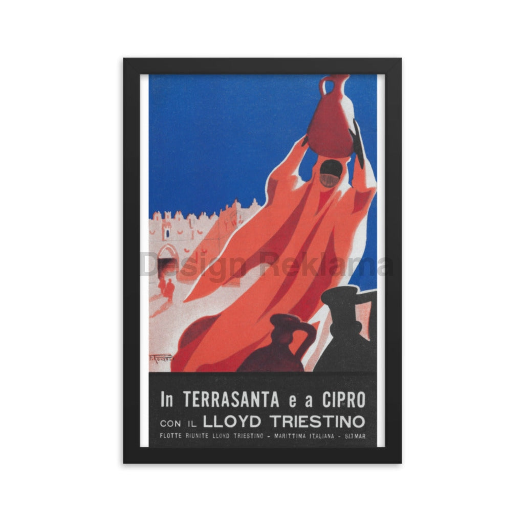 To the Holy Land and Cyprus with the Lloyd Triestino, 1932. Framed Vintage Travel Poster Vintage Travel Poster Design Reklama