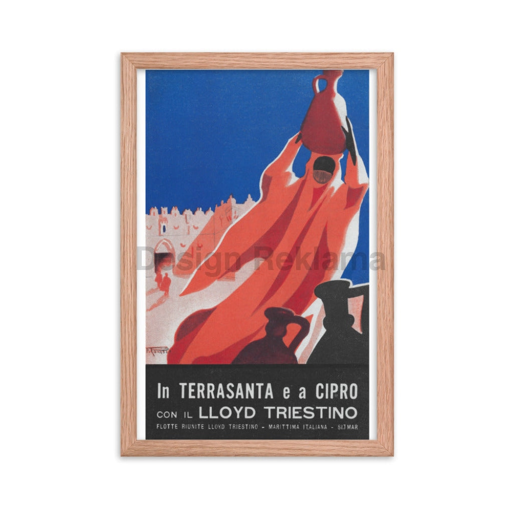 To the Holy Land and Cyprus with the Lloyd Triestino, 1932. Framed Vintage Travel Poster Vintage Travel Poster Design Reklama