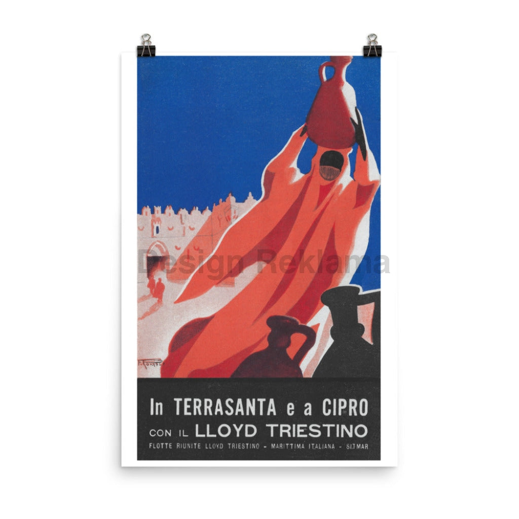 To the Holy Land and Cyprus with the Lloyd Triestino, 1932. Unframed Vintage Travel Poster Vintage Travel Poster Design Reklama