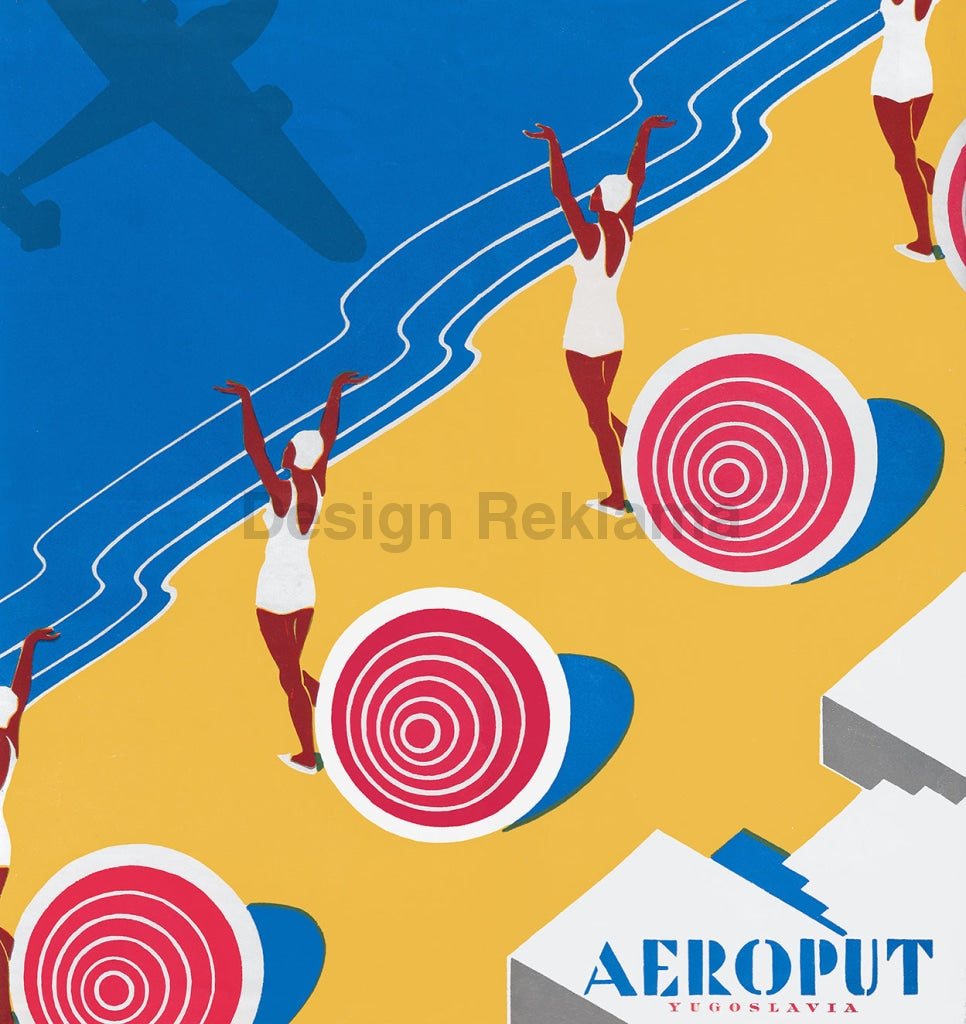 Travel brochure for Aeroput Airlines, Yugoslavia, circa 1935, Framed Vintage Travel Poster Vintage Travel Poster Design Reklama