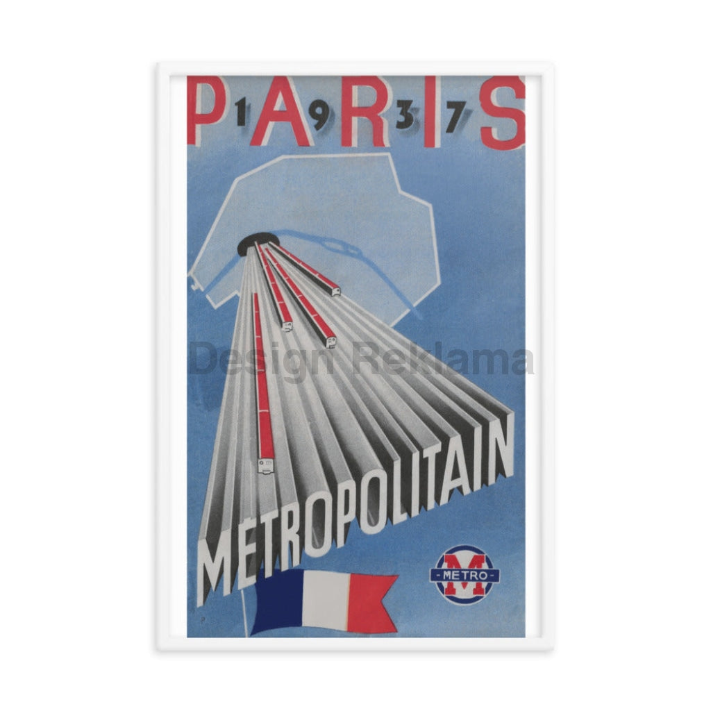 Travel by Paris Metro, 1937. Framed Vintage Travel Poster Vintage Travel Poster Design Reklama