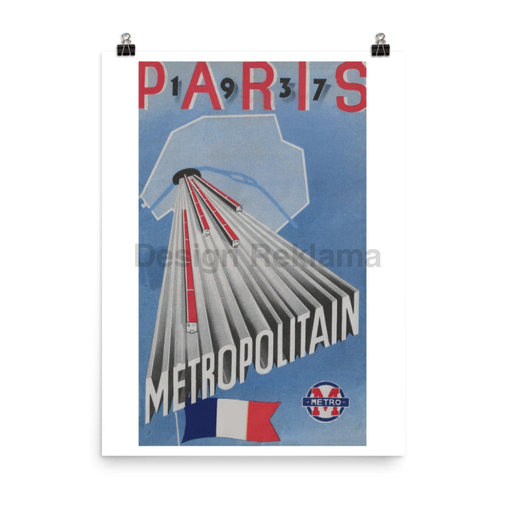 Travel by Paris Metro, 1937. Unframed Vintage Travel Poster Vintage Travel Poster Design Reklama