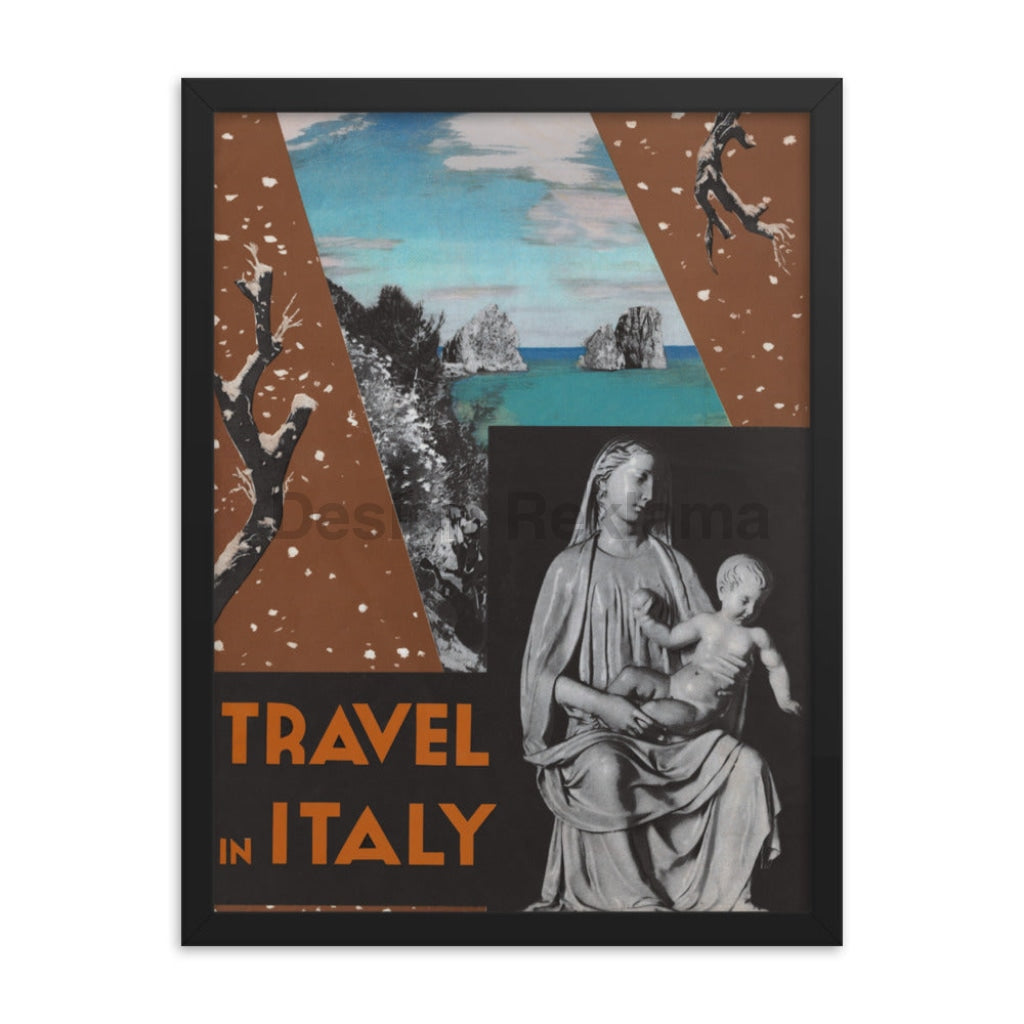 Travel in Italy, 1936. Framed Vintage Travel Poster Vintage Travel Poster Design Reklama