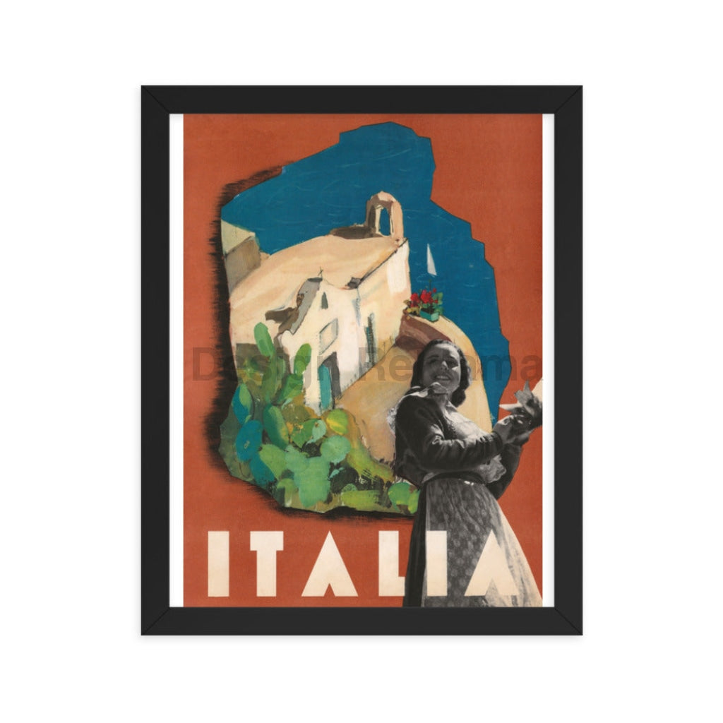 Travel in Italy, 1938. Framed Vintage Travel Poster Vintage Travel Poster Design Reklama