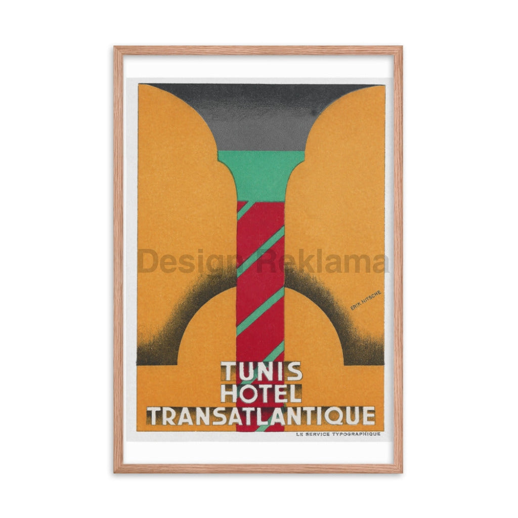Tunis, French North Africa, Hotel Transatlantique, circa 1933, Framed poster designed by Erik Nitsche Vintage Travel Poster Design Reklama