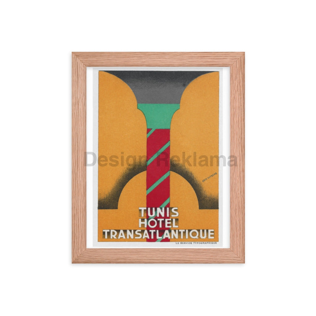 Tunis, French North Africa, Hotel Transatlantique, circa 1933, Framed poster designed by Erik Nitsche Vintage Travel Poster Design Reklama