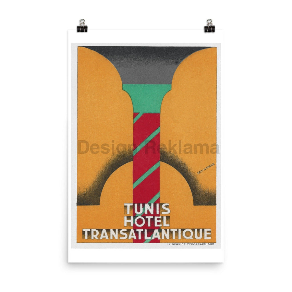 Tunis, French North Africa, Hotel Transatlantique, circa 1933, unframed poster designed by Erik Nitsche Vintage Travel Poster Design Reklama