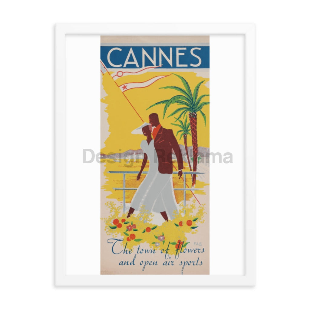 Visit Cannes, France circa 1934. Framed Vintage Travel Poster Vintage Travel Poster Design Reklama