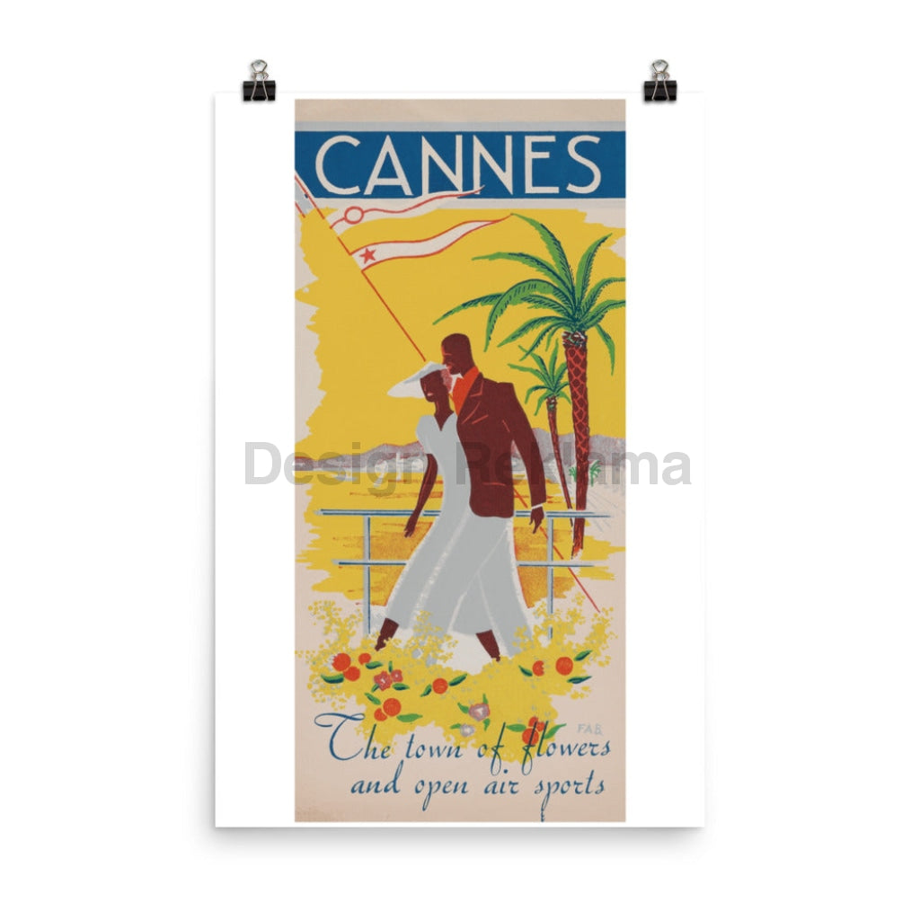 Visit Cannes, France circa 1934. Unframed Vintage Travel Poster Vintage Travel Poster Design Reklama