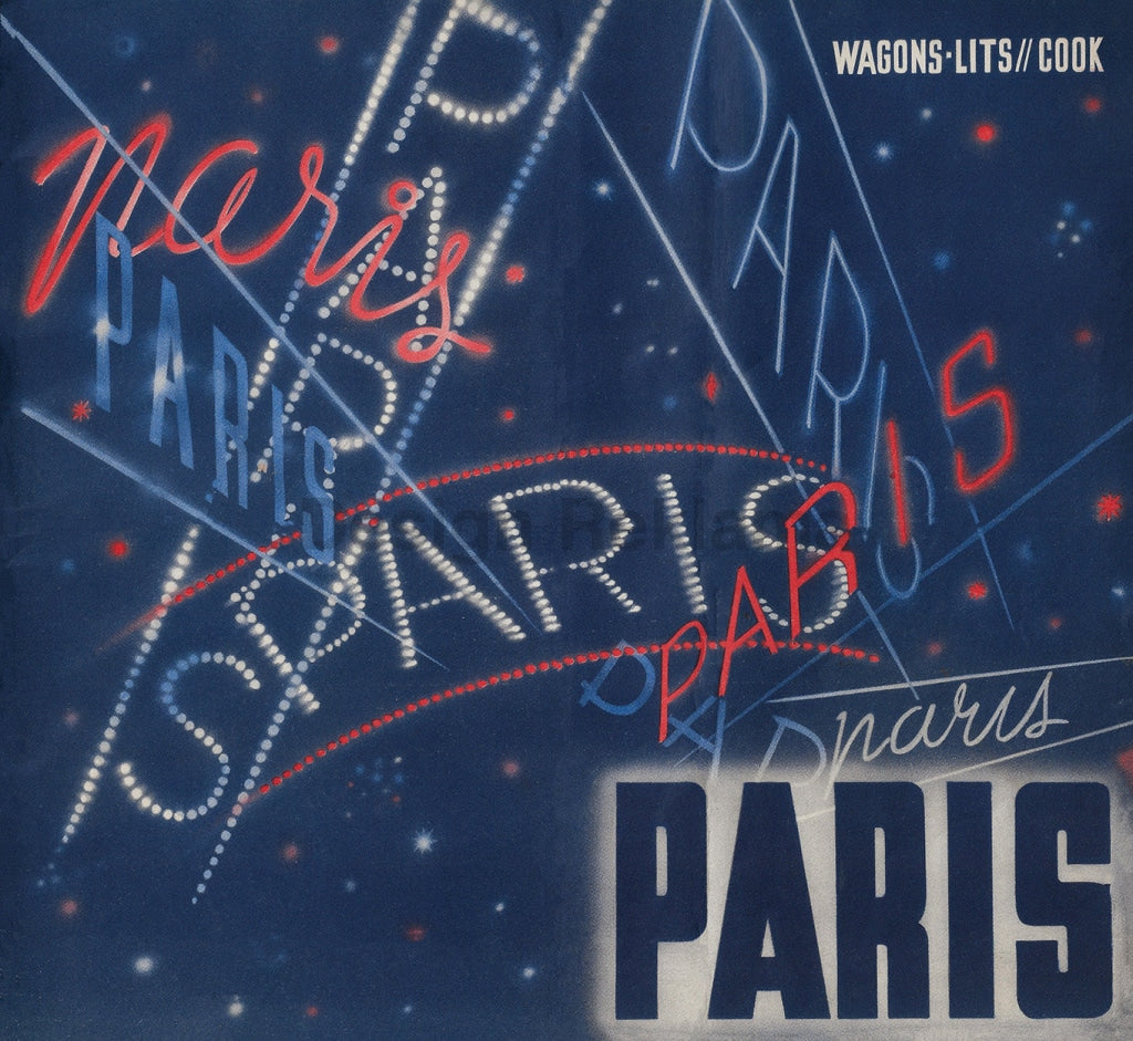 Visit Paris, France with Wagons-Lit//Cook circa 1937. Unframed Vintage Travel Posters. Vintage Travel Poster Design Reklama