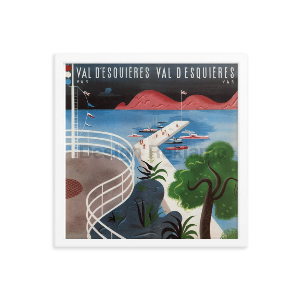 Visit Val D’Esquières, Cote D'Azur, France circa 1935. Framed Vintage Travel Poster Vintage Travel Poster Design Reklama