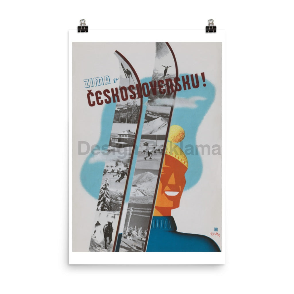 Winter in Czechoslovakia, 1934. Unframed Vintage Travel Poster Vintage Travel Poster Design Reklama