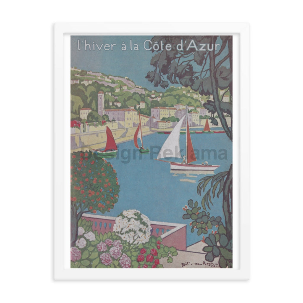 Winter on the Cote D'Azur, France 1924. Framed Vintage Travel Poster Vintage Travel Poster Design Reklama