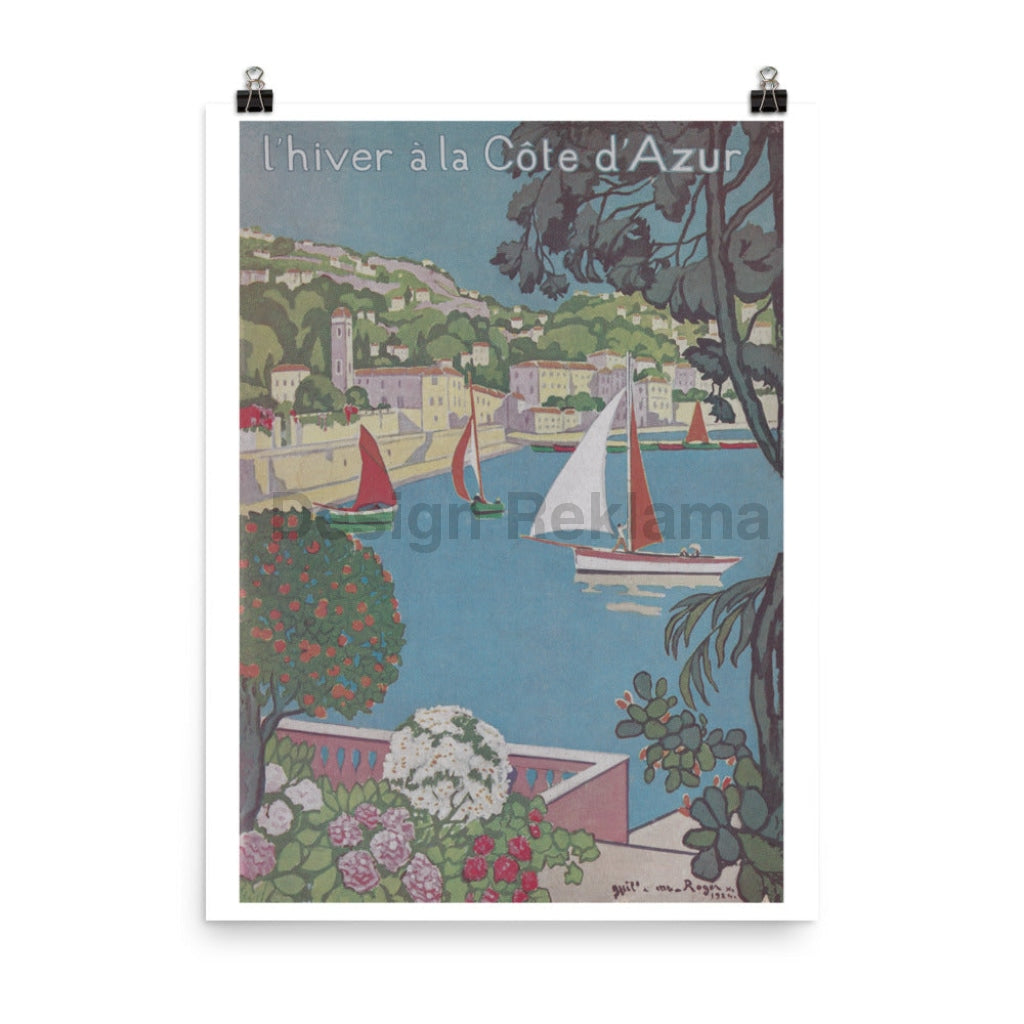 Winter on the Cote D'Azur, France 1924. Unframed Vintage Travel Poster Vintage Travel Poster Design Reklama