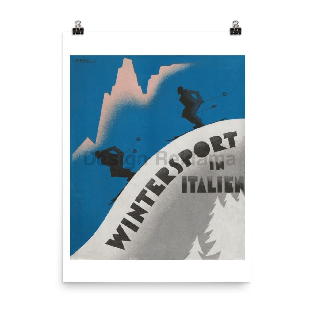 Winter Sport in Italy Vintage Travel Poster, 1935. Unframed Vintage Travel Poster Posters, Prints, & Visual Artwork Design Reklama