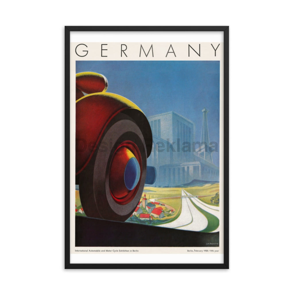 Berlin, Germany. Berlin Auto Show, 1938. Framed Vintage Travel Poster Vintage Travel Poster Design Reklama
