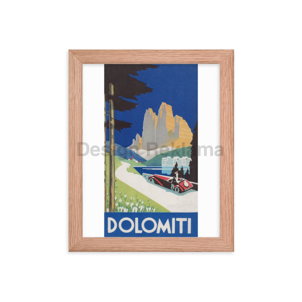 Dolomite Mountains, Italy circa 1934. Framed Vintage Travel Poster Vintage Travel Poster Design Reklama