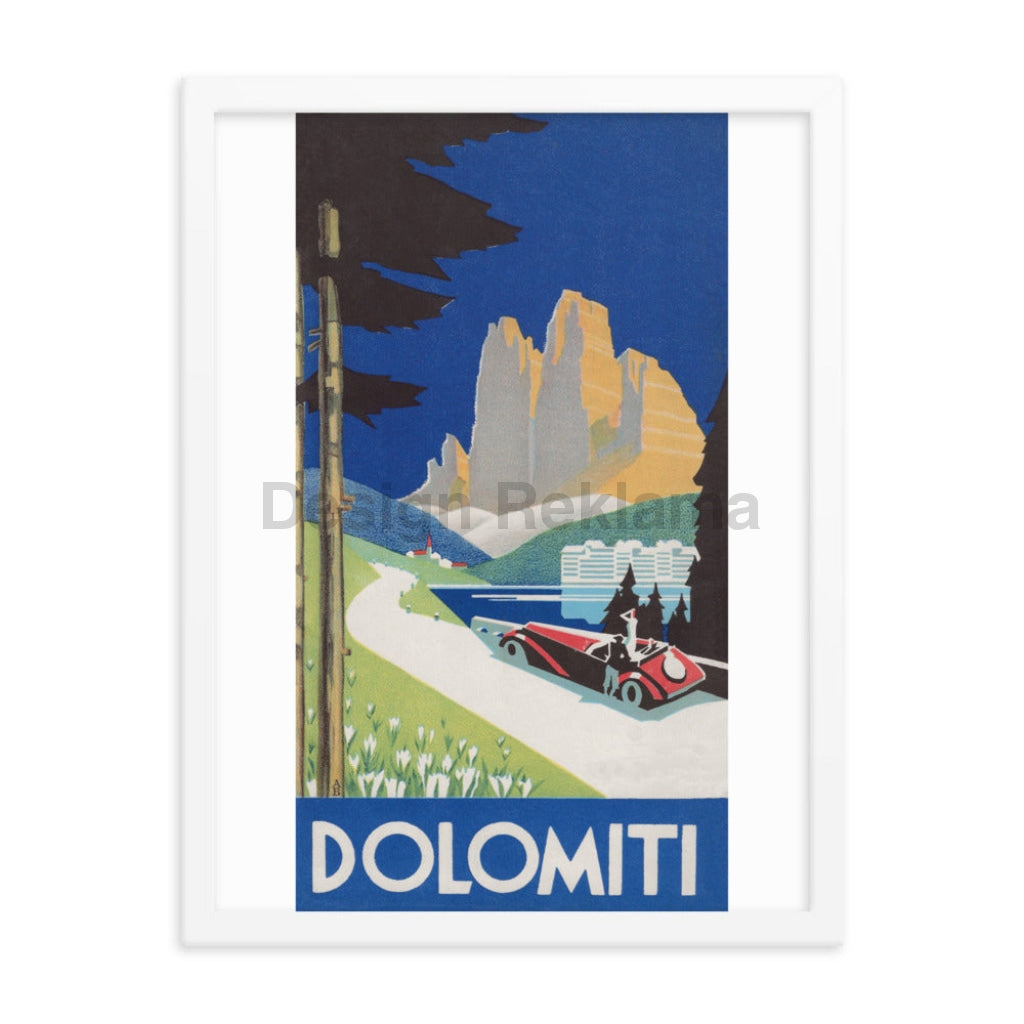 Dolomite Mountains, Italy circa 1934. Framed Vintage Travel Poster Vintage Travel Poster Design Reklama