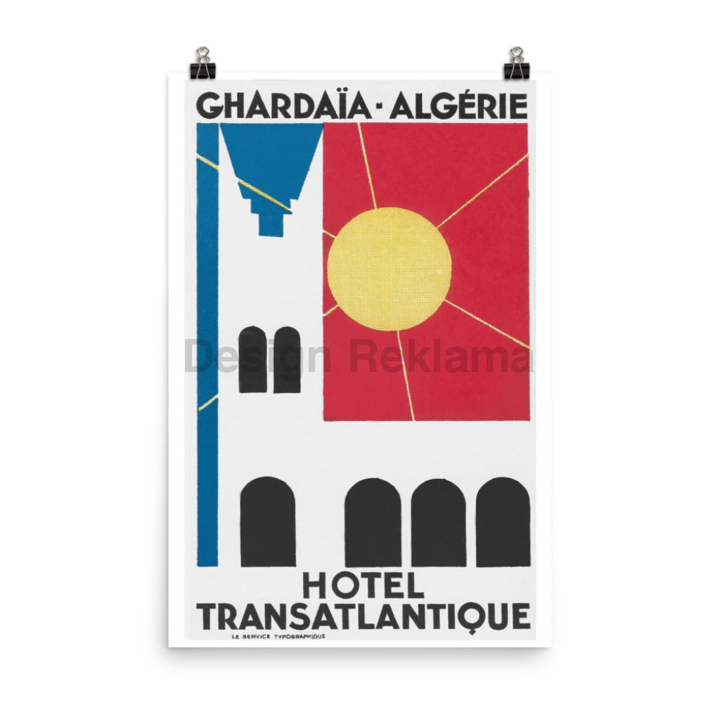 Ghardaia, Algeria, French North Africa, Hotel Transatlantique, circa 1933, unframed poster designed by Erik Nitsche Vintage Travel Poster Design Reklama