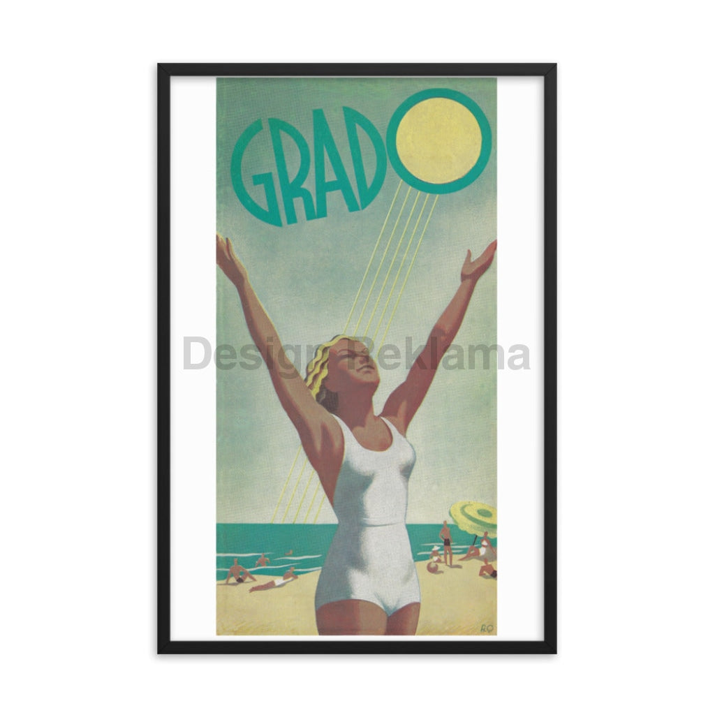 Grado, Italy Poster, 1938.  Signed "A. Q." Framed Vintage Travel Poster Vintage Travel Poster Design Reklama