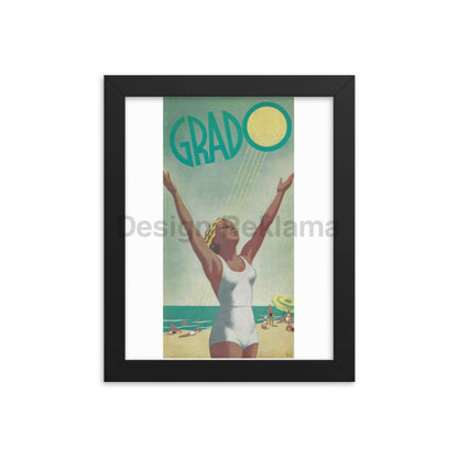 Grado, Italy Poster, 1938.  Signed "A. Q." Framed Vintage Travel Poster Vintage Travel Poster Design Reklama