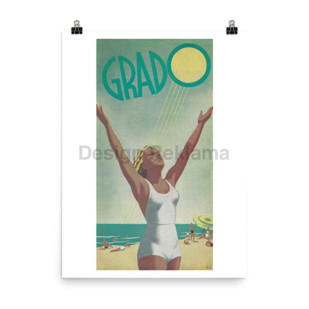 Grado, Italy Poster, 1938.  Signed "A. Q." Unframed Vintage Travel Poster Vintage Travel Poster Design Reklama