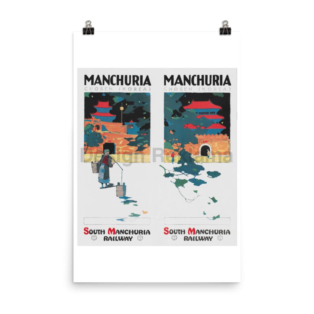 Guide to Manchuria and Korea issued by the South Manchuria Railway, circa 1930. Unframed Vintage Travel Poster Vintage Travel Poster Design Reklama