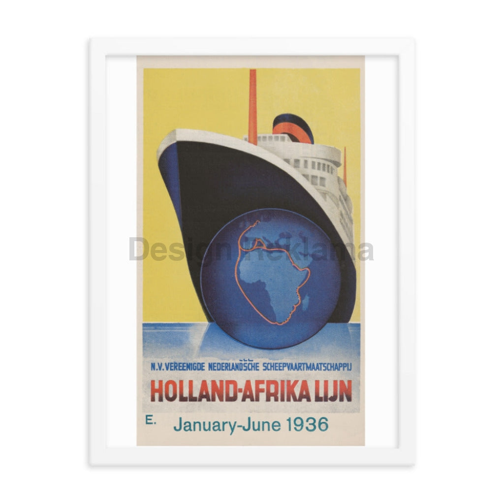 Holland American Line, 1936. Framed Vintage Travel Poster Vintage Travel Poster Design Reklama