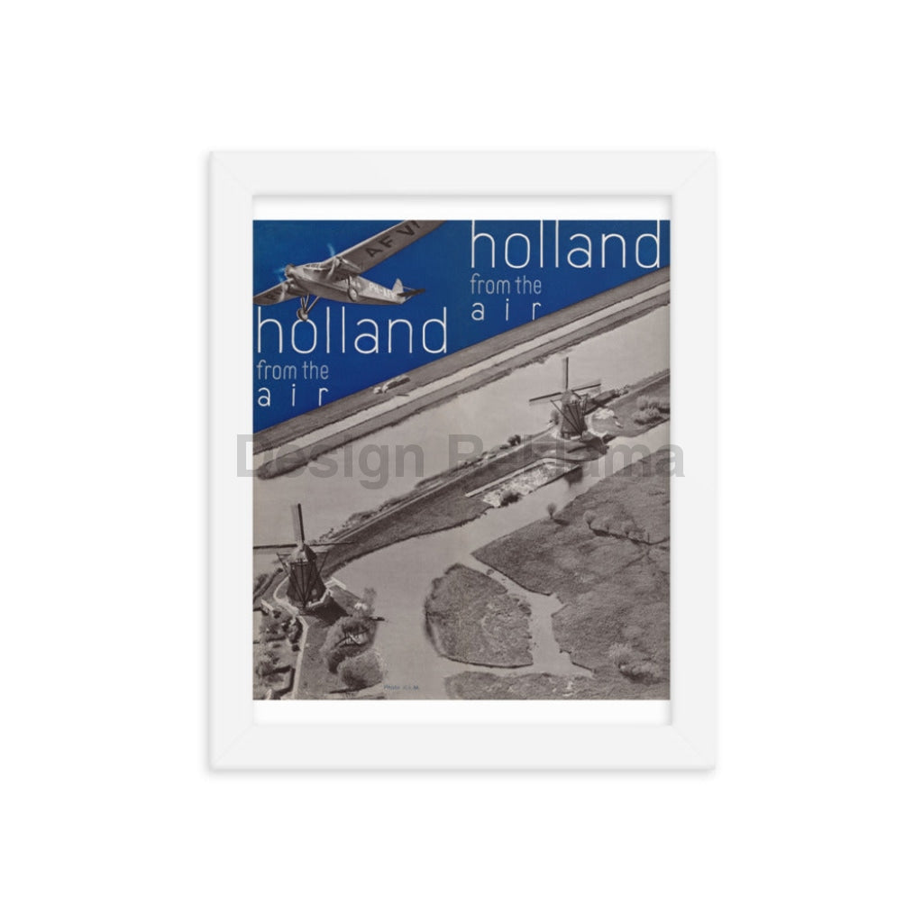 Holland From the Air, KLM Airlines 1934, Framed Vintage Travel Poster Vintage Travel Poster Design Reklama