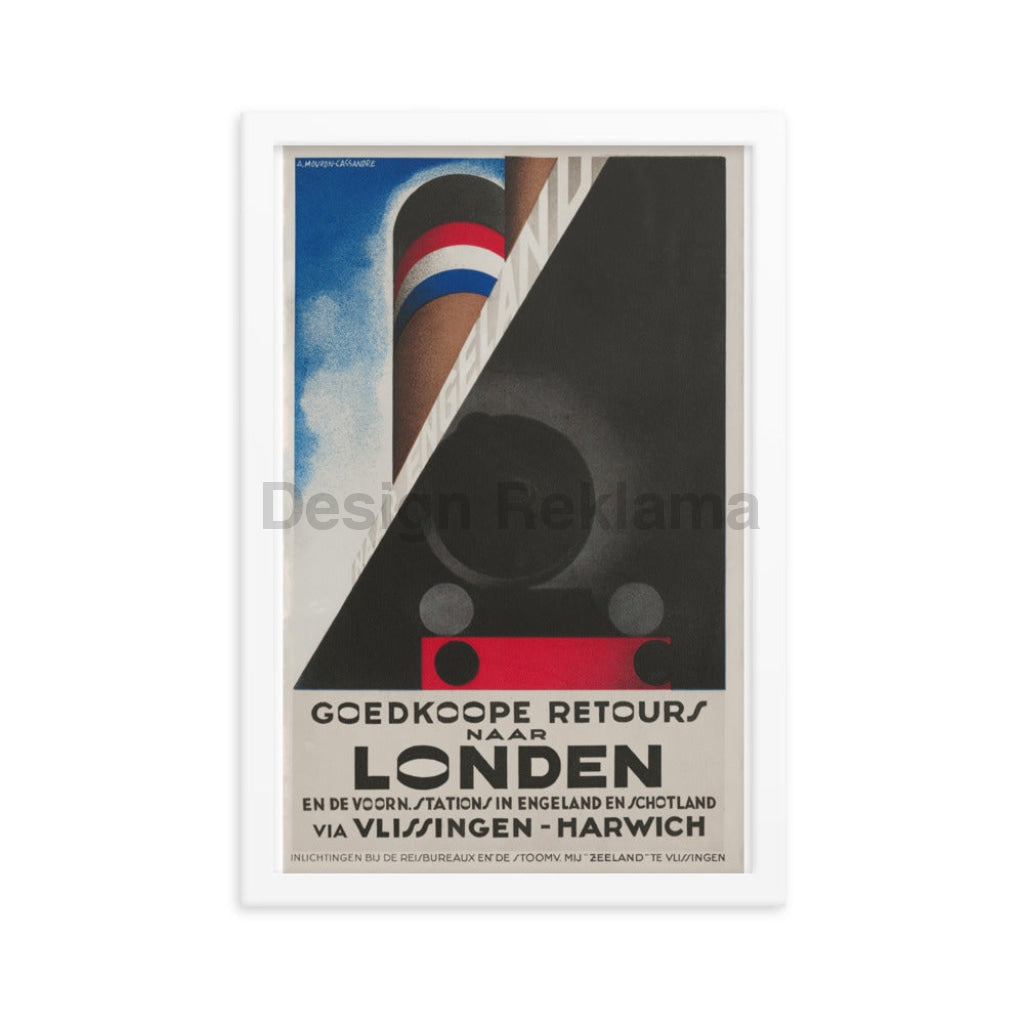 Inexpensive Return Trips To London Via Vlissingen & Harwich, 1932. Designed by A.M. Cassandre. Framed Vintage Travel Poster Vintage Travel Poster Design Reklama