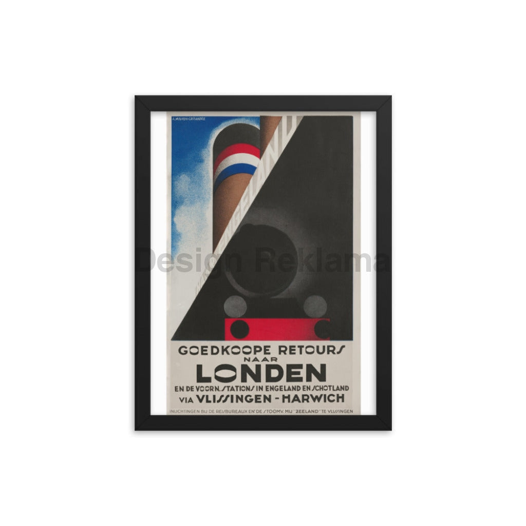 Inexpensive Return Trips To London Via Vlissingen & Harwich, 1932. Designed by A.M. Cassandre. Framed Vintage Travel Poster Vintage Travel Poster Design Reklama