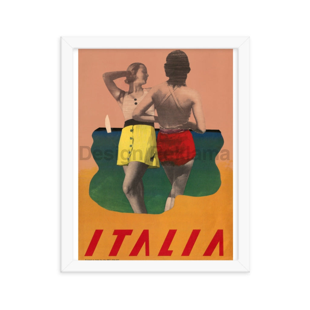 Italian Beaches - Travel in Italy, 1934. Framed Vintage Travel Poster Vintage Travel Poster Design Reklama
